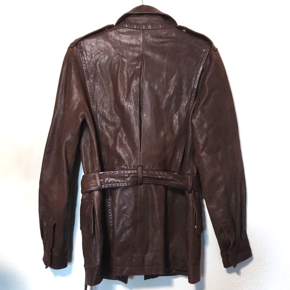 Michael Kors Genuine Leather Java Brown Belted Made in Italy Jacket Size 4 EUC!! - Picture 5 of 15